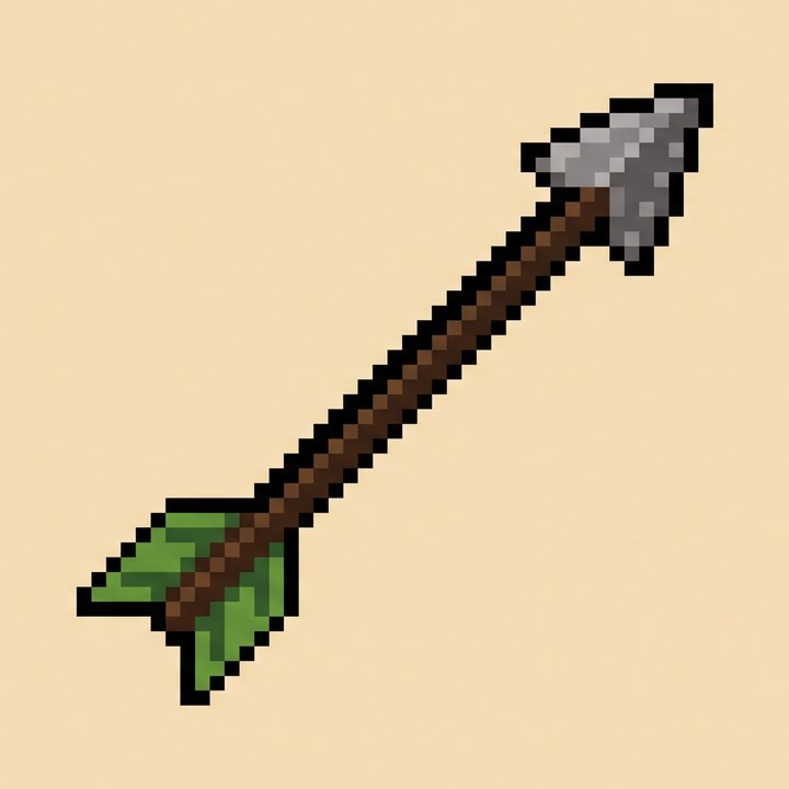 Forest Arrow — a stone-tipped arrow with green fletching